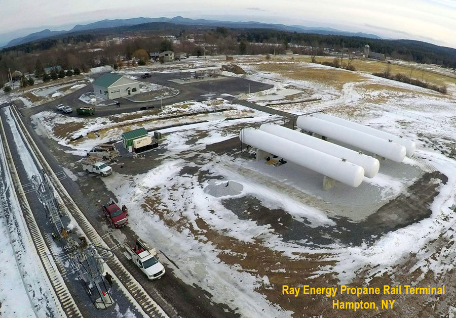 Ray Energy Aerial View of Propane Rail Terminal in Hampton, NY.